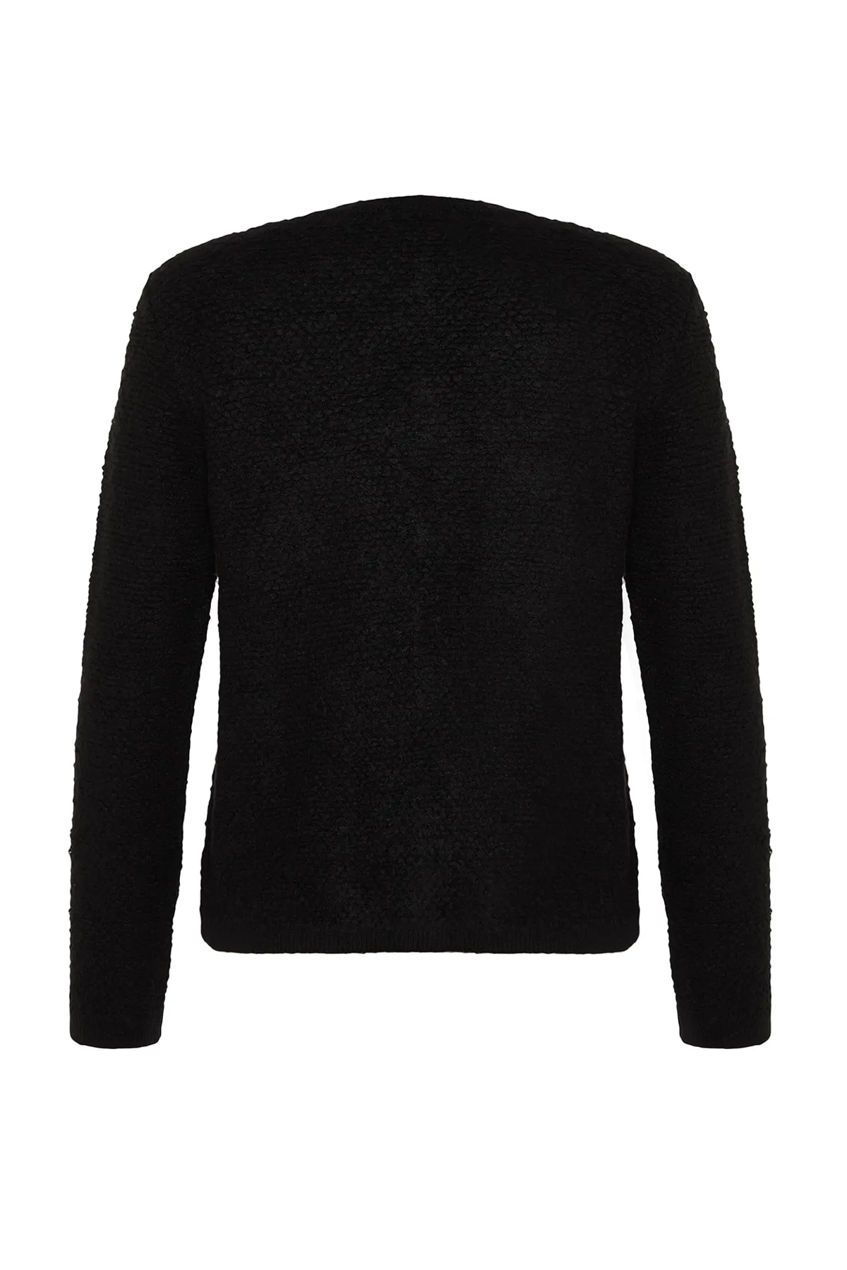 Trendyol Collection  Schwarzer, weich strukturierter Strick-Cardigan mit Accessoires TWOAW24HI00039