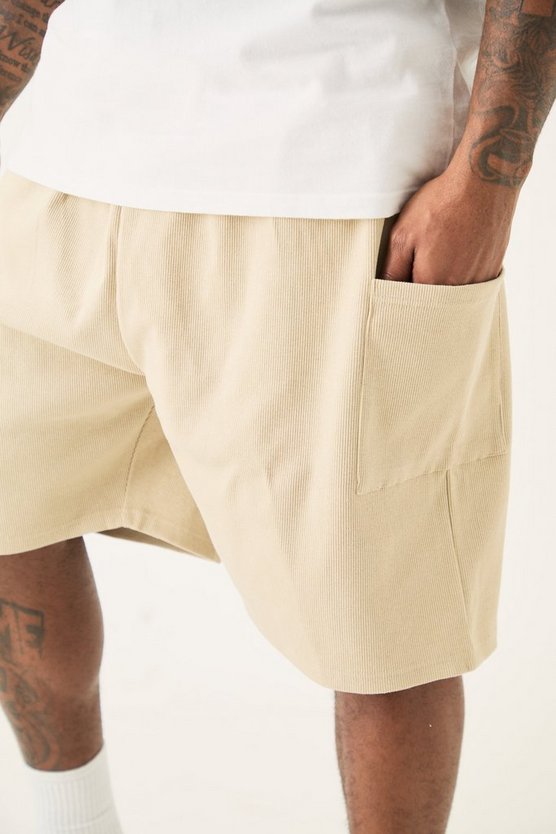 Plus lockere gerippte Cargo-Shorts