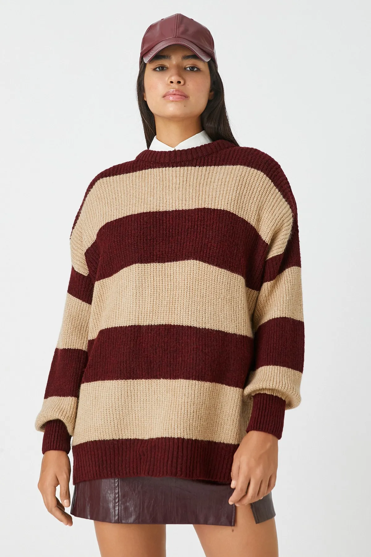 Koton  Beige gestreifter Damenpullover 3WAL90081HT