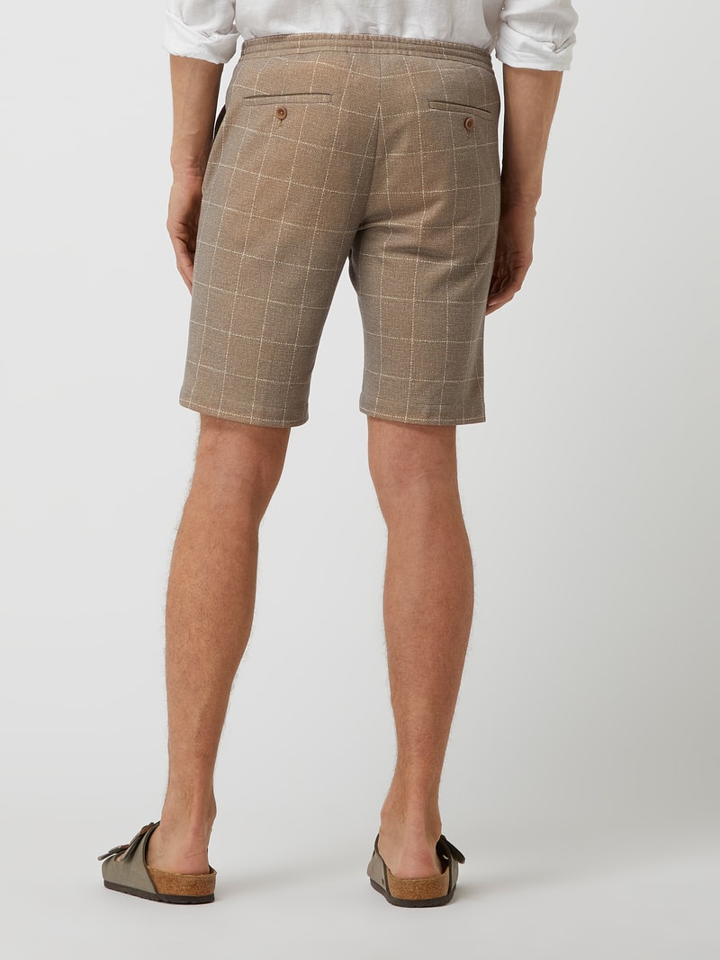 Chino-Shorts mit Gitterkaros in beige