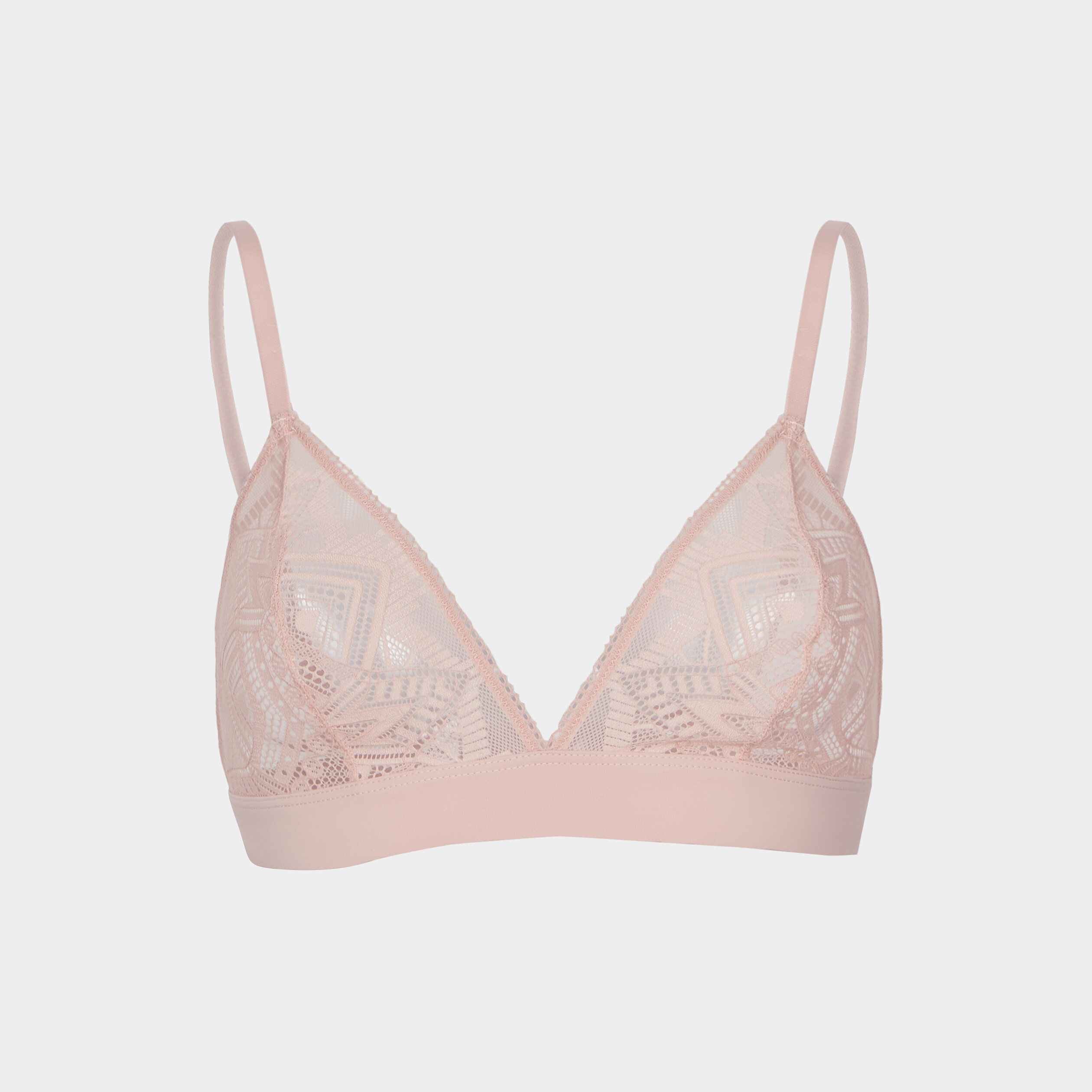 Soutien-gorge triangle en dentelle rose poudrée femme | La Halle
