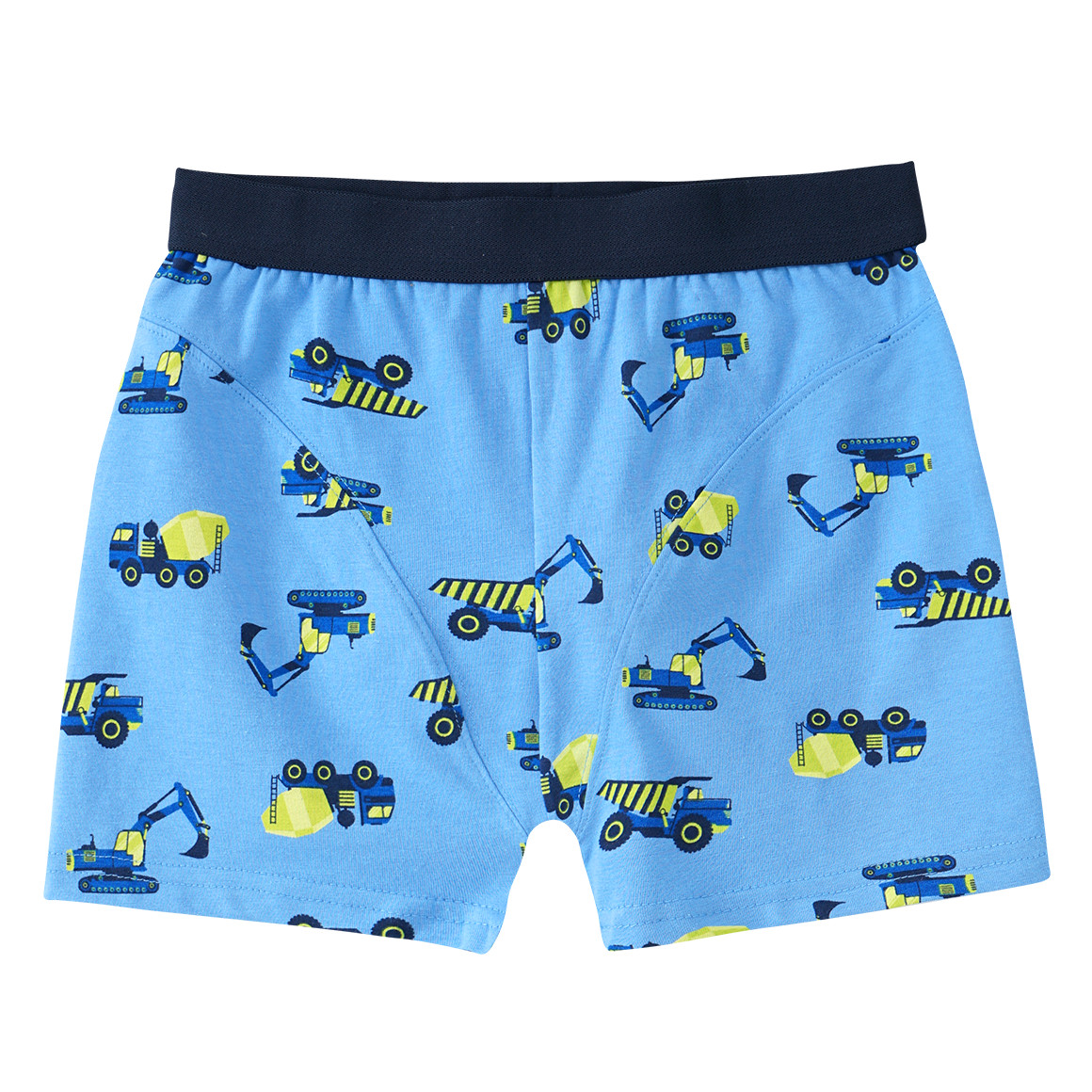 3 Jungen Boxer mit Baustellenfahrzeugen
