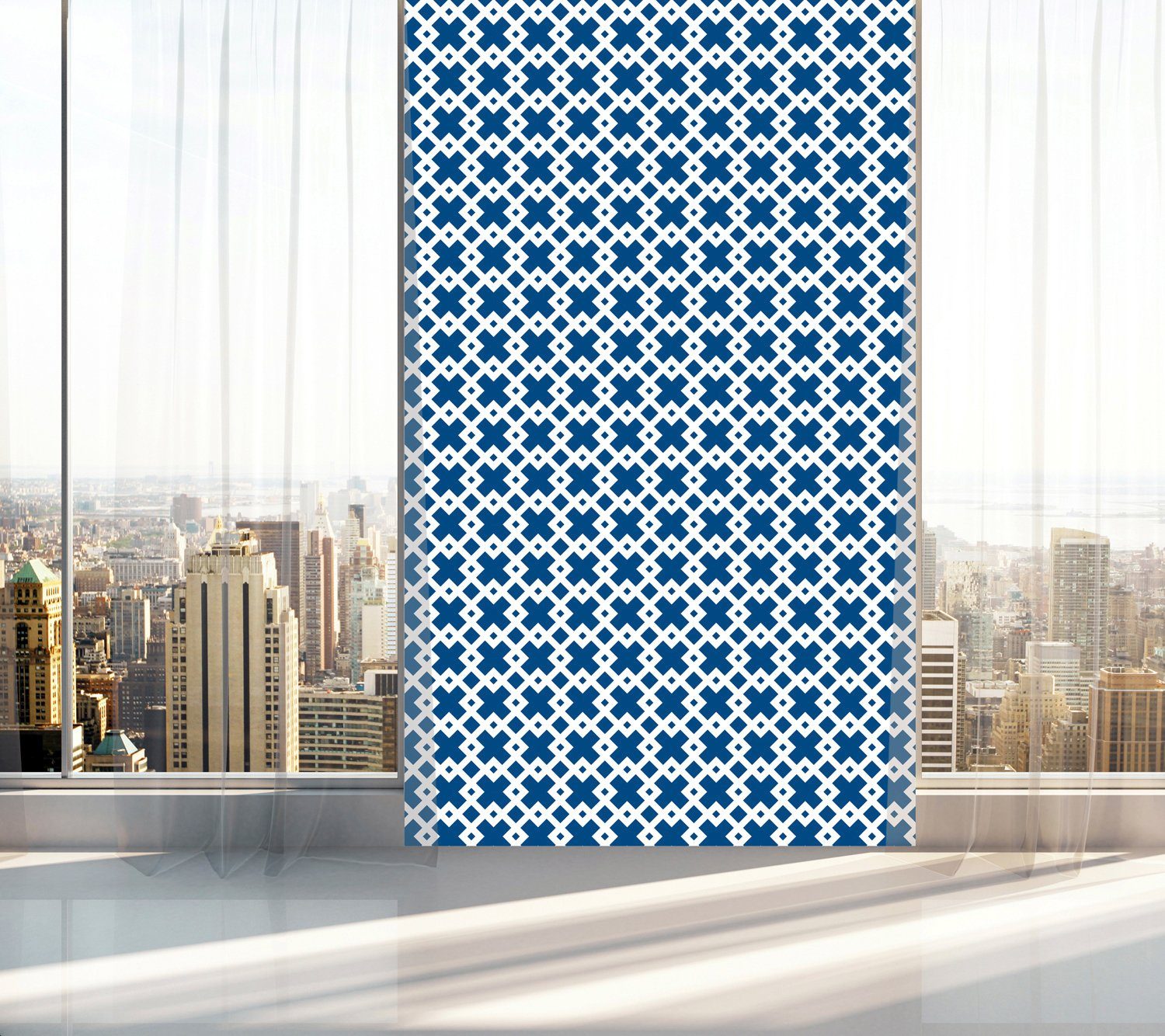 queence Vinyltapete Muster-Blau, bedruckt, 90 x 250 cm, selbstklebend