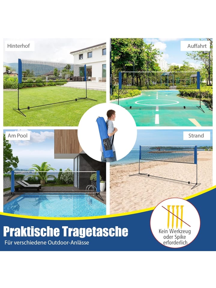 COSTWAY Badmintonnetz 420cm in Blau günstig kaufen onesize