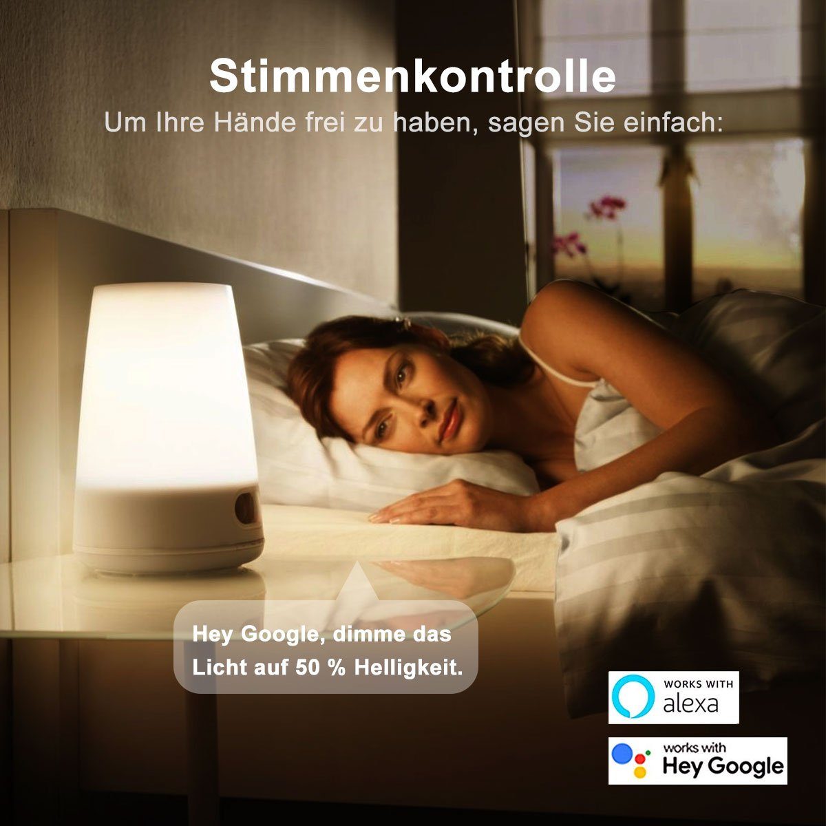 LETGOSPT Smart Lampe, alexa lampe E27, Energie sparen, Mehrfarbrige dimmbare Smarte Lampe, dimmbare smarte WLAN Glühbirne mit Alexa Echo, Google Home