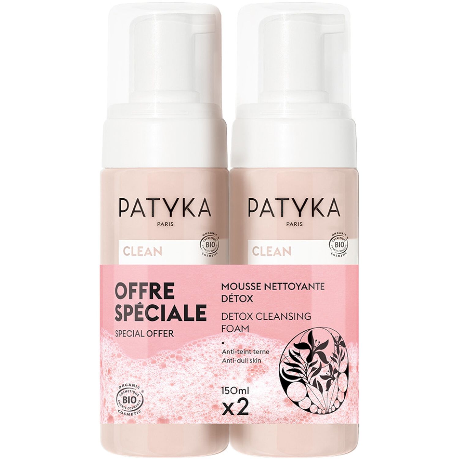 Patyka Clean Duo Mousse Nettoyante Détox 2x 150 ml