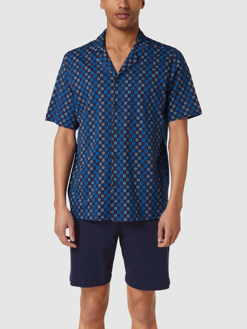 Pyjama mit Allover-Muster Modell 'MARVIN' in dunkelblau