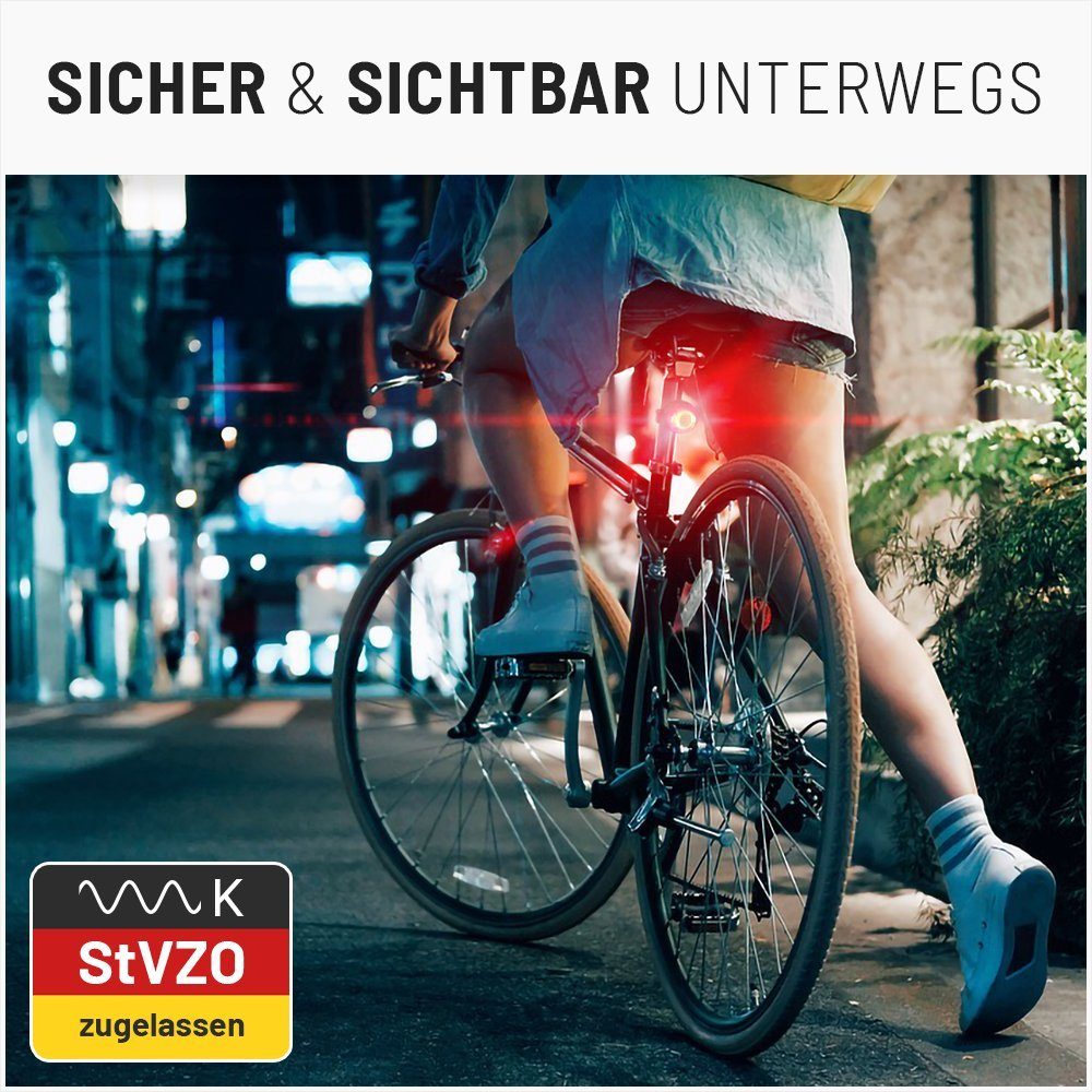 ABSINA Fahrradbeleuchtung LED Fahrradlicht Set Akku abnehmbar - StVZO Fahrrad Licht regenfest
