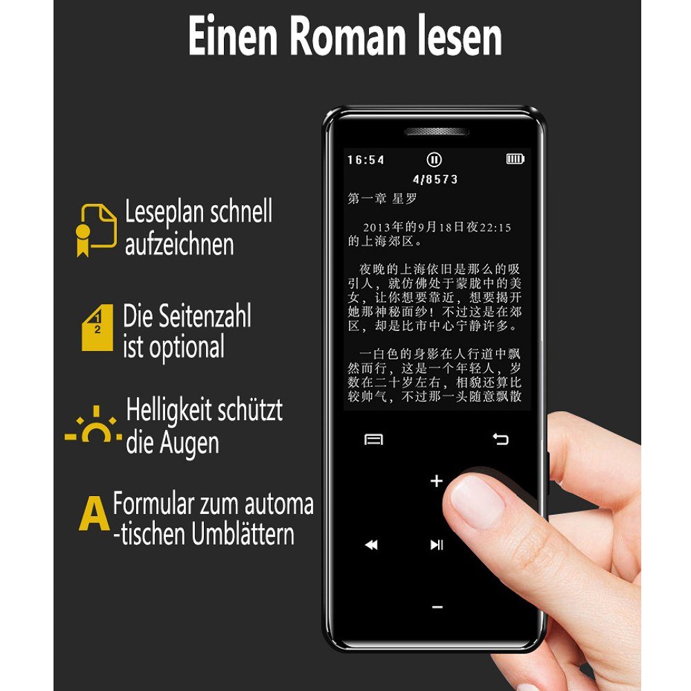 GelldG MP3 Player 1,8″ Touchscreen Tragbarer MP3 Player 16 GB MP3-Player