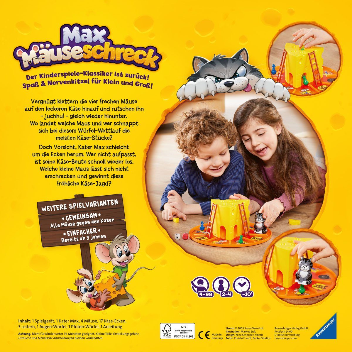 Ravensburger Spiel, Aktionsspiel Max Mäuseschreck, FSC® - schützt Wald - weltweit; Made in Germany