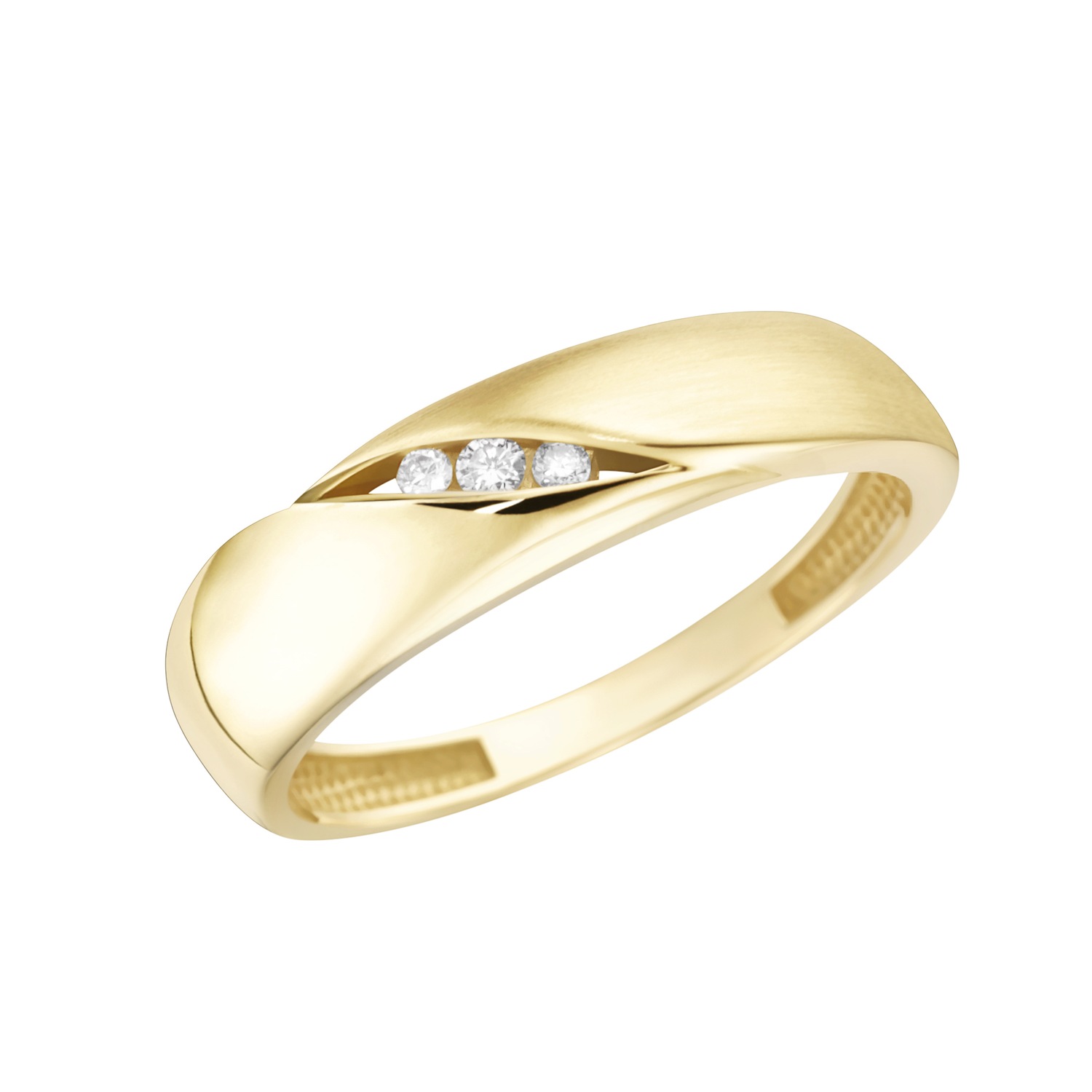 Ring matt. glanz. mit funkelnden Brillanten. Gold 585
