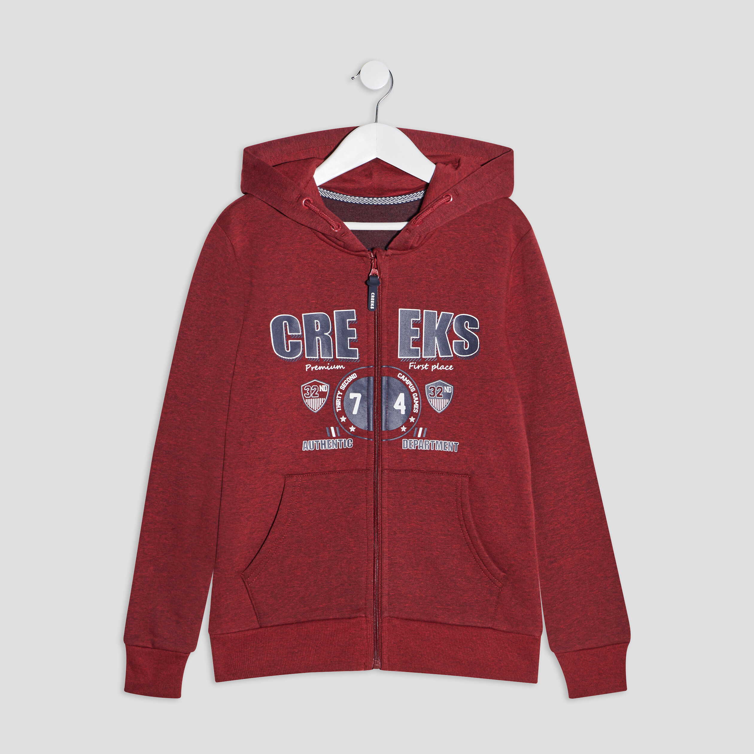 Sweat à capuche Creeks rouge foncé homme | La Halle
