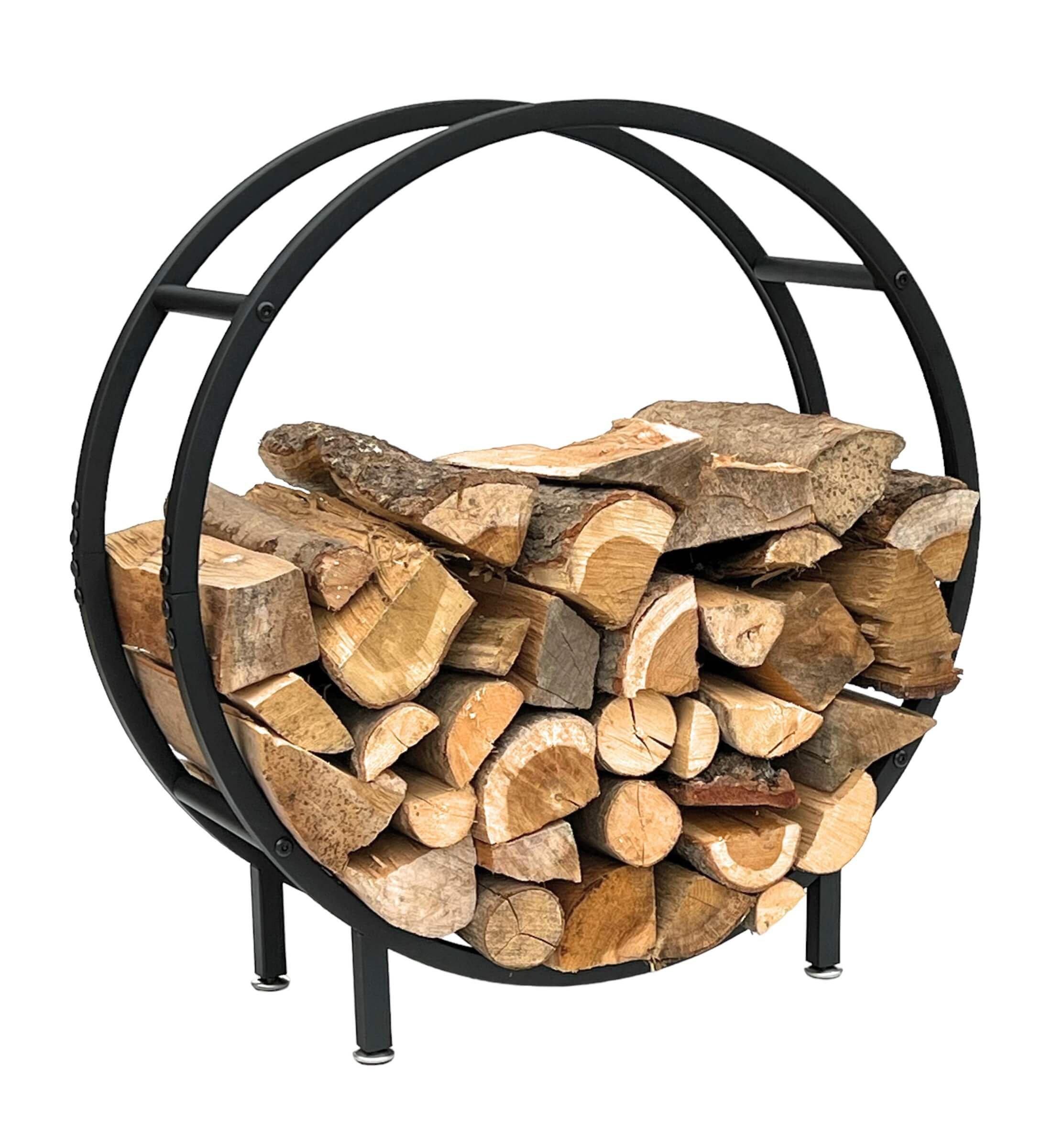 DanDiBo Kaminholzregal Kaminholzregal Metall Schwarz Rund 60 cm Kaminholzständer Kaminholz, Freistehendes Kaminholzregal
