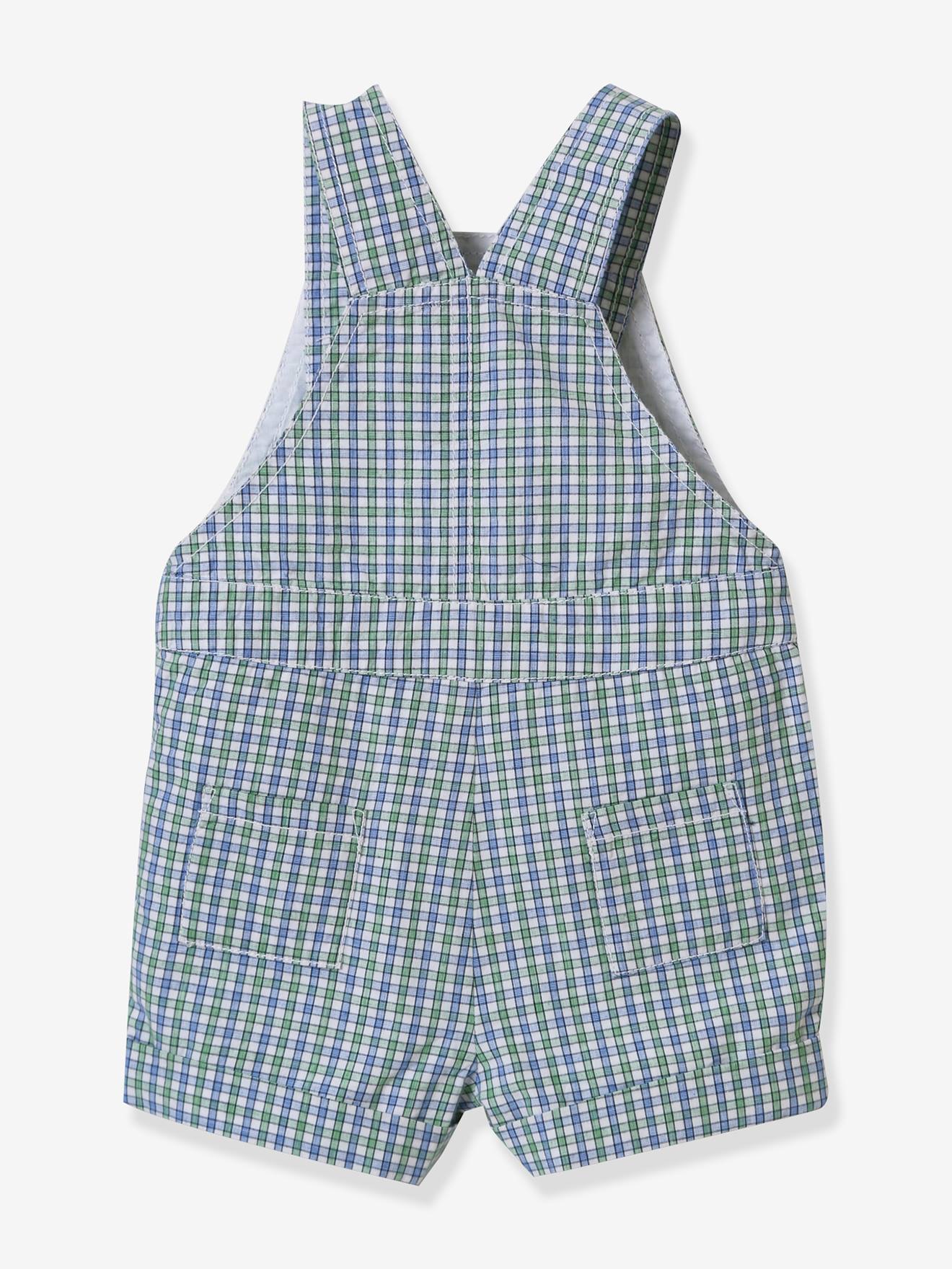 Salopette courte Bébé en vichy CYRILLUS carreaux bleu