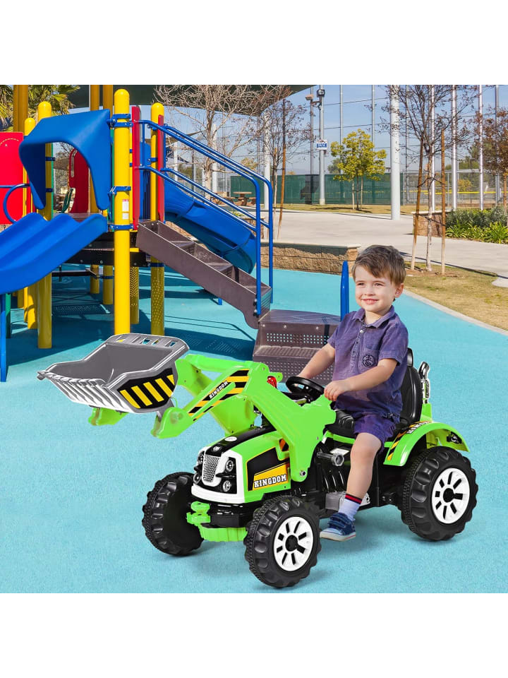 COSTWAY 12V Elektro Sitzbagger in Grün günstig kaufen 150 x 60 cm