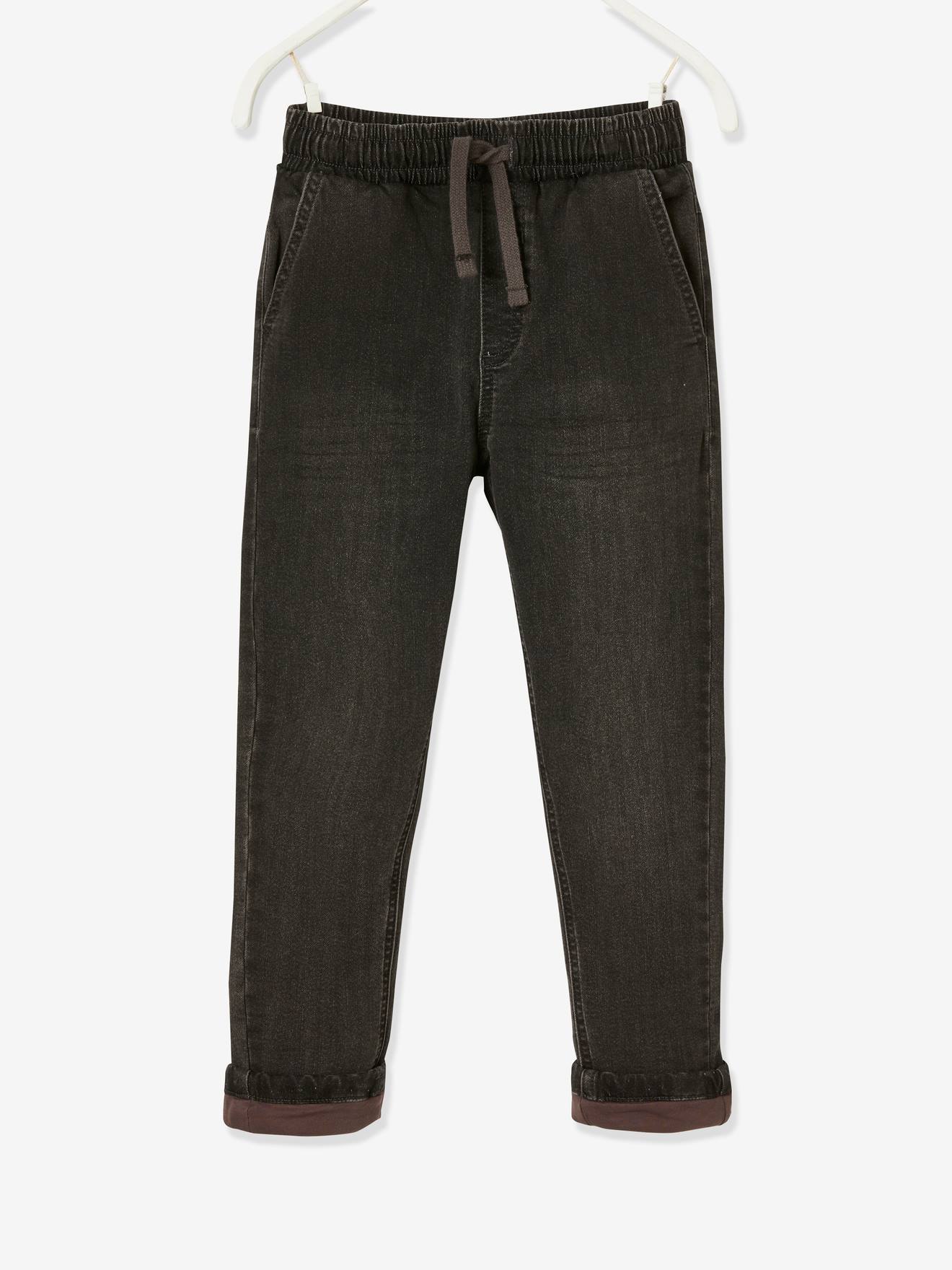 Vertbaudet Gefütterte Jungen Jeans, Straight-Fit Oeko-Tex - blue black