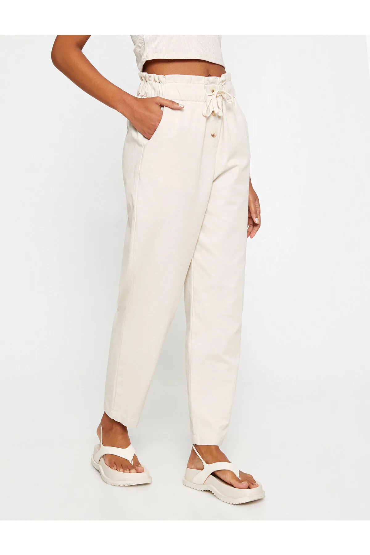 Koton  Karottenhose mit Taschendetail zum Binden an der Taille