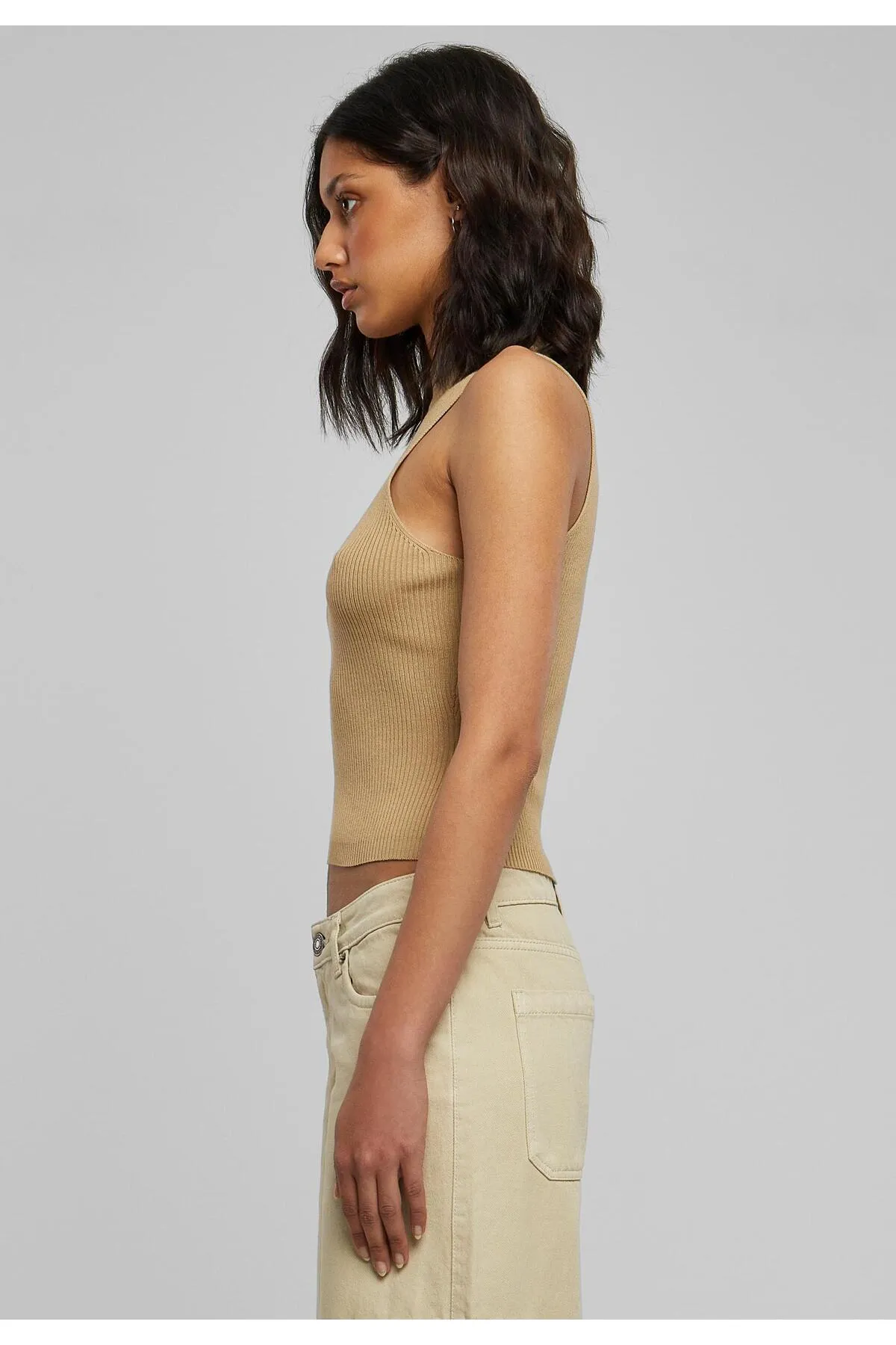 Urban Classics  Damen Kurzes Rippstrick-Rollkragenoberteil für Damen
