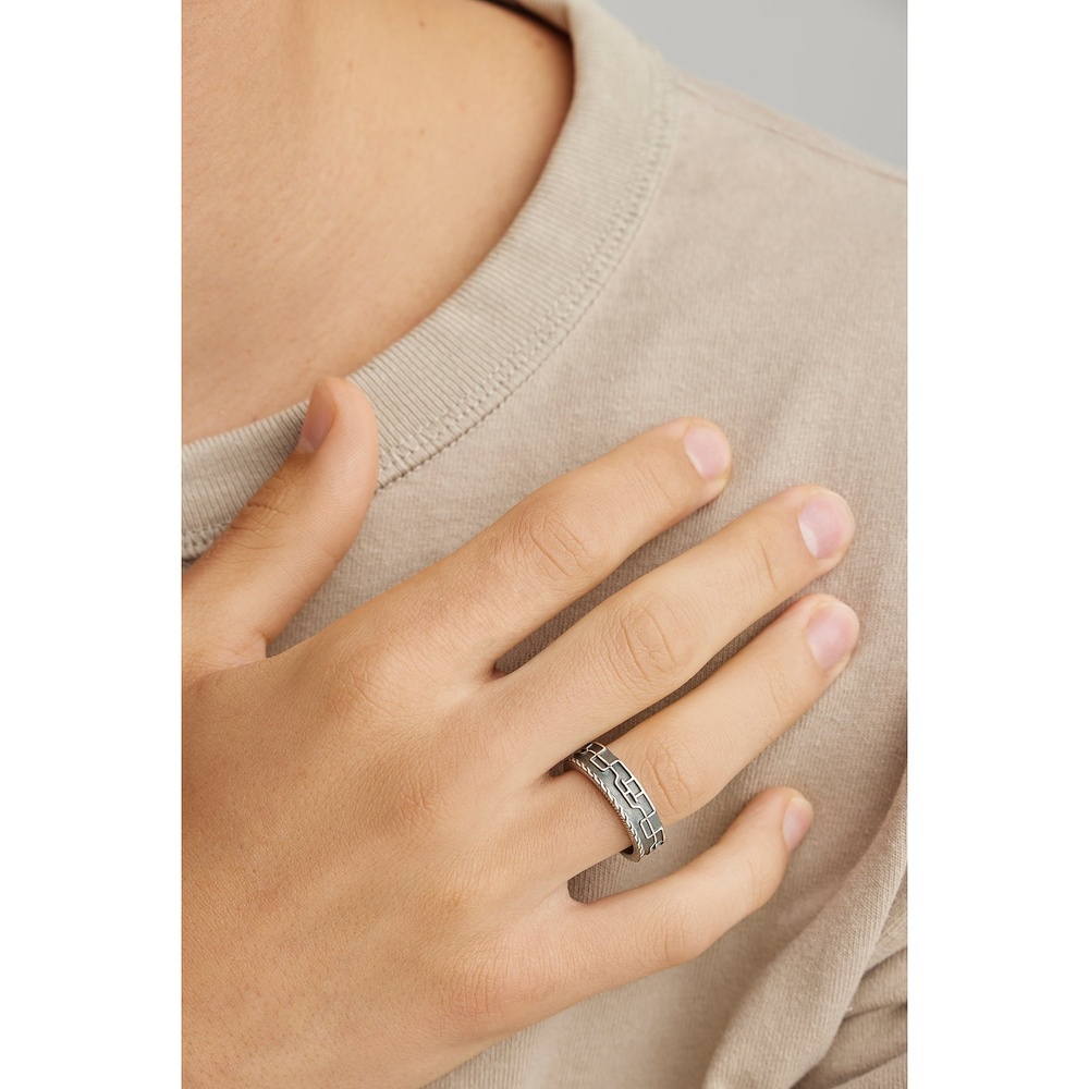 caï Bague pour hommes 925 Argent noir Bague