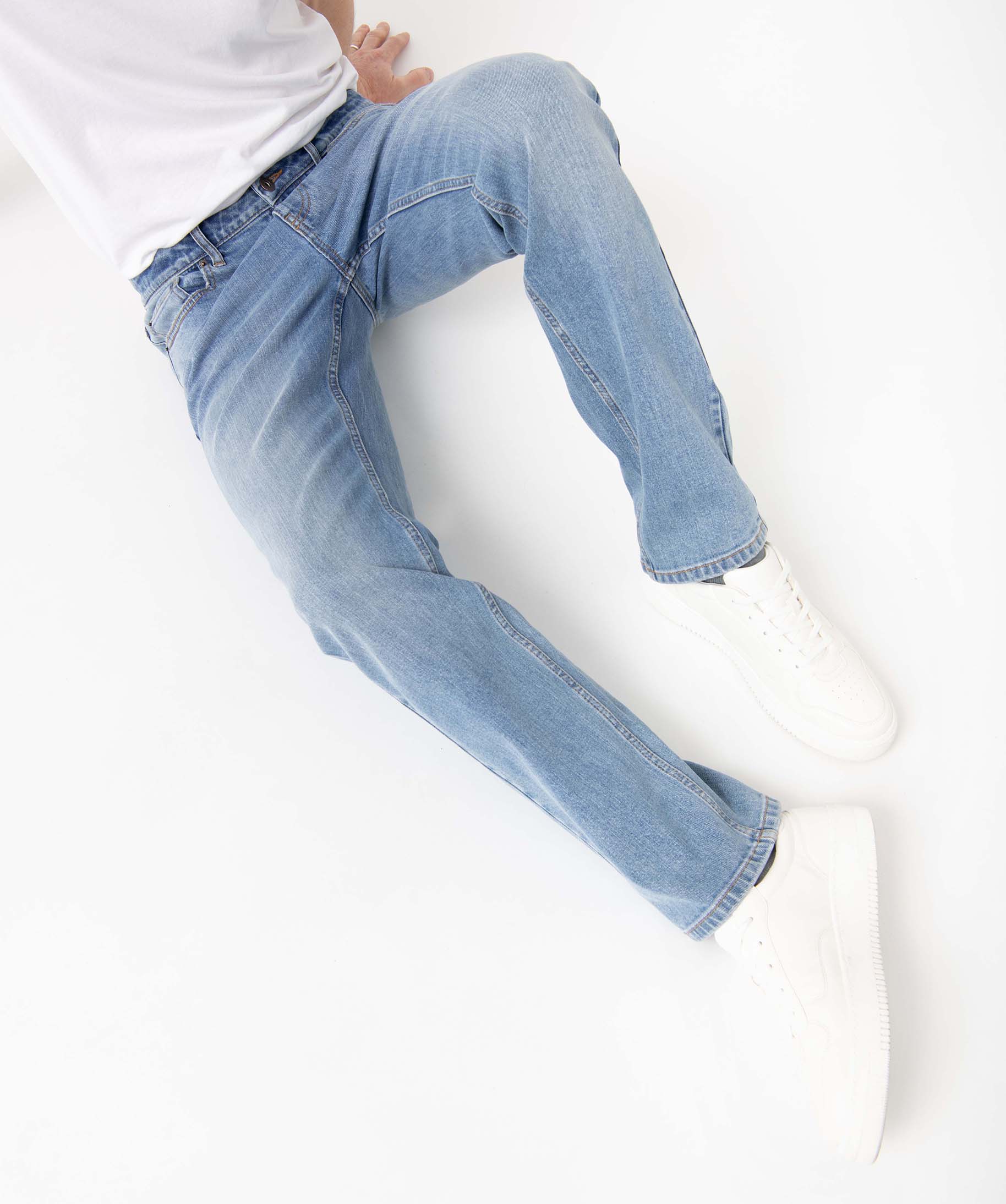 Jean homme coupe regular coloris délavé stone | GEMO
