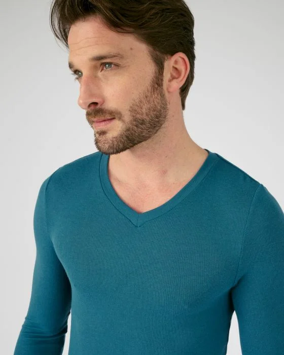 T-shirt col V fine côte Thermolactyl Sensitive, manches longues