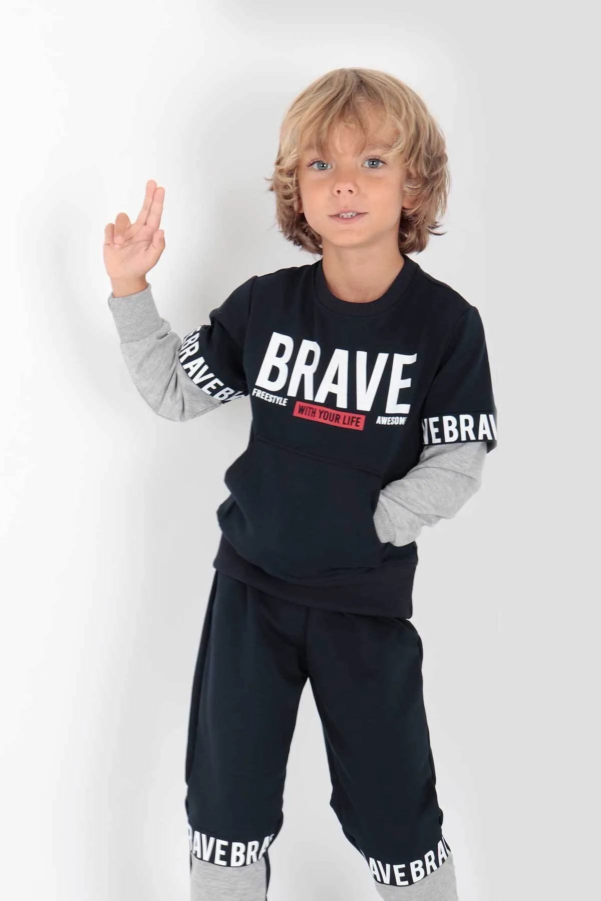 AHENGİM  Bedrucktes Brave-Trainingsanzug-Set für Jungen Ak2231