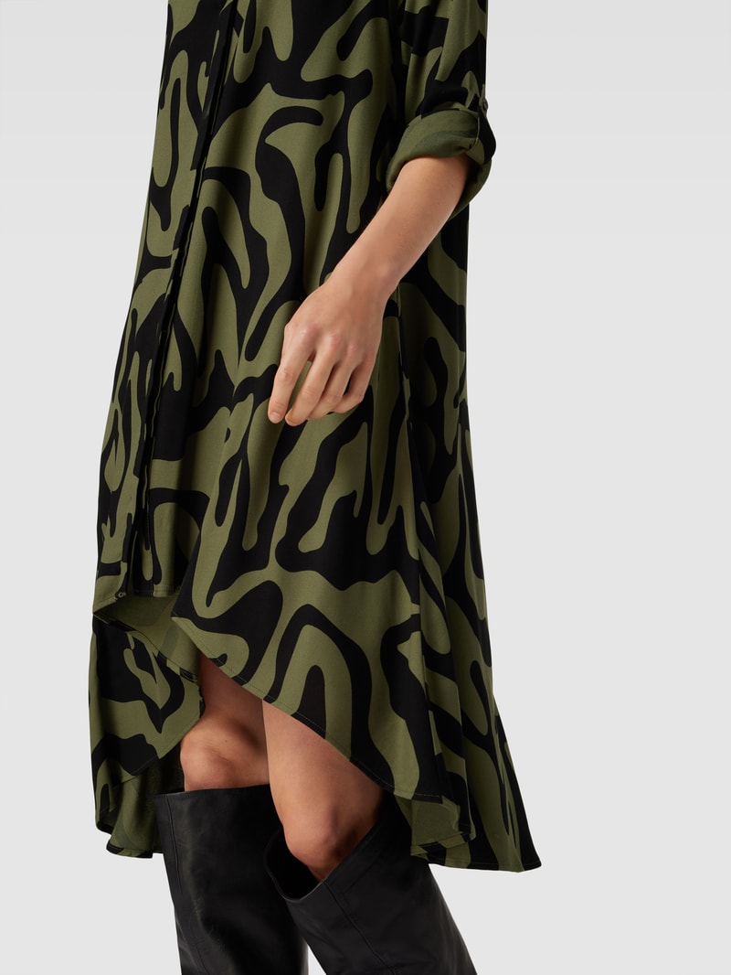 Blusenkleid aus Viskose mit Allover-Muster in khaki