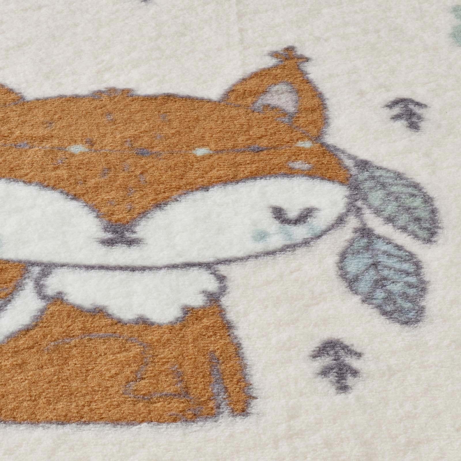 Kinderteppich Kinderzimmerteppich Soft Kids kuschelig weich in verschiedenen Designs, TaraCarpet, rechteckig, Höhe: 18 mm, Eichhörnchen hell Kinderzimmer Babyzimmer Junge Mädchen 80X150