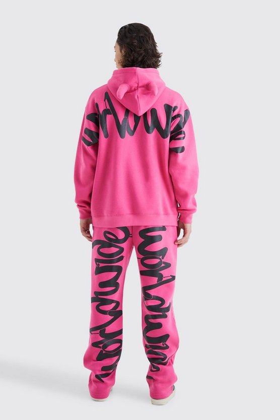 Oversize Hoodie mit Teufelshorn Graffiti-Print