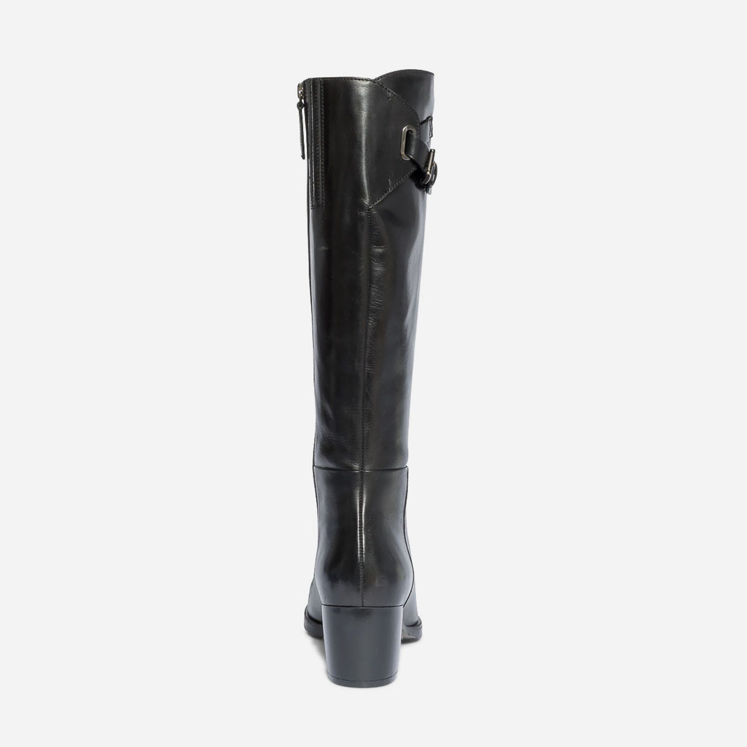 Botte noire en cuir pour mollet fin