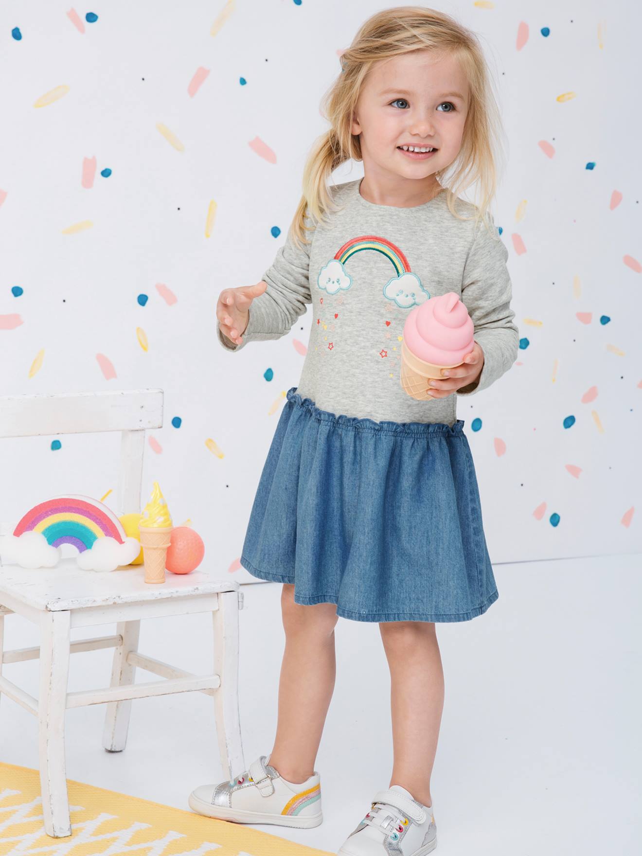 Tennis en cuir fille collection maternelle blanc