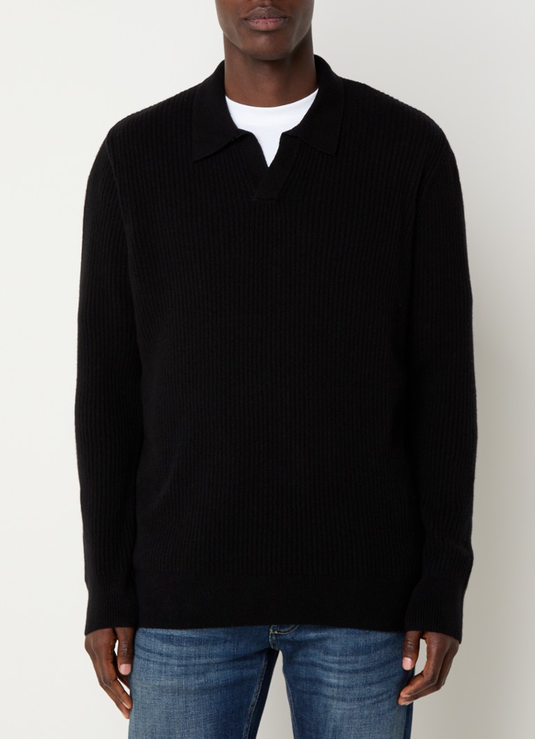Denham Rib-knitted pullover with collar