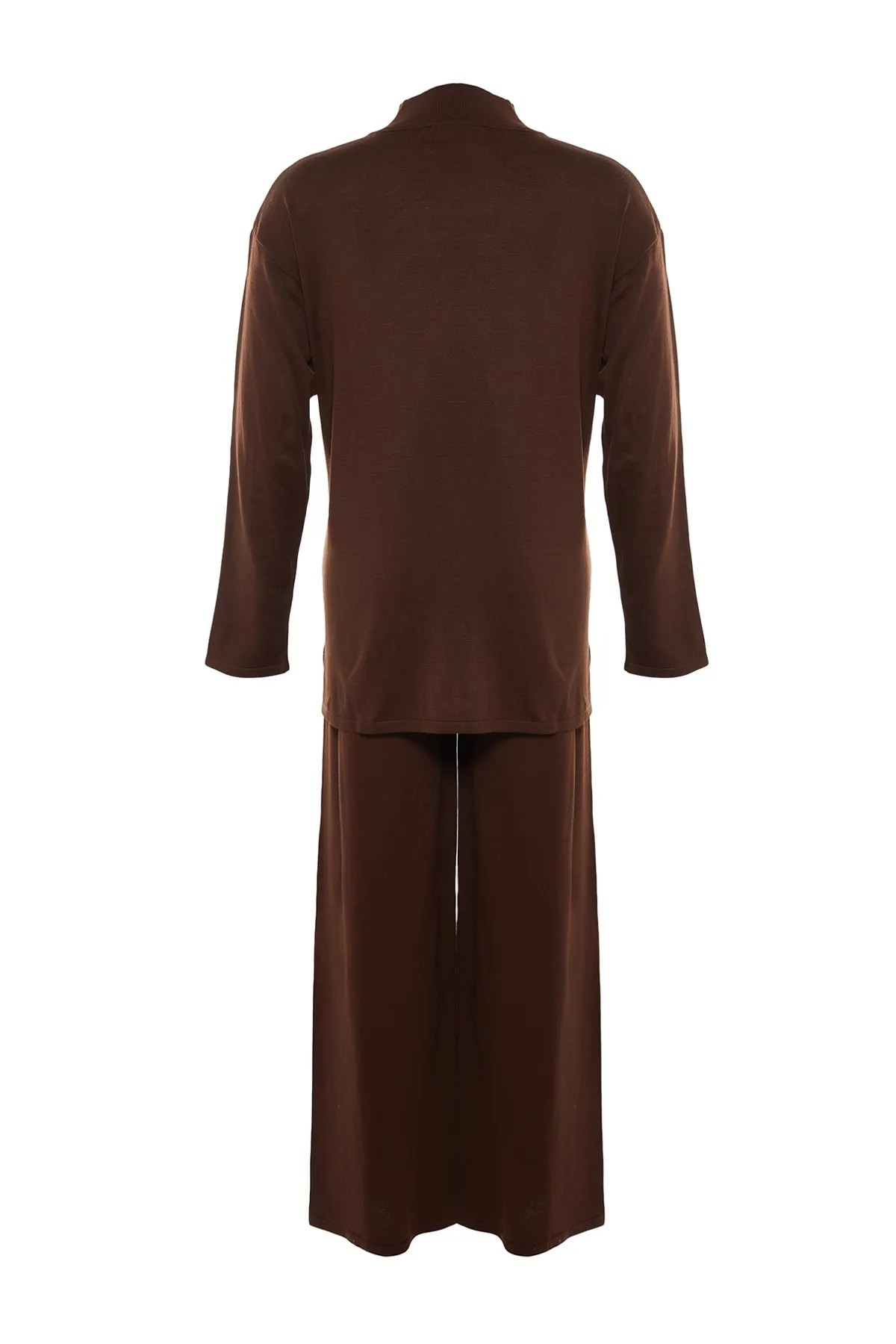 Trendyol Curve  Braunes, detailliertes Strickober- und -unterteil-Set mit Cut-Outs