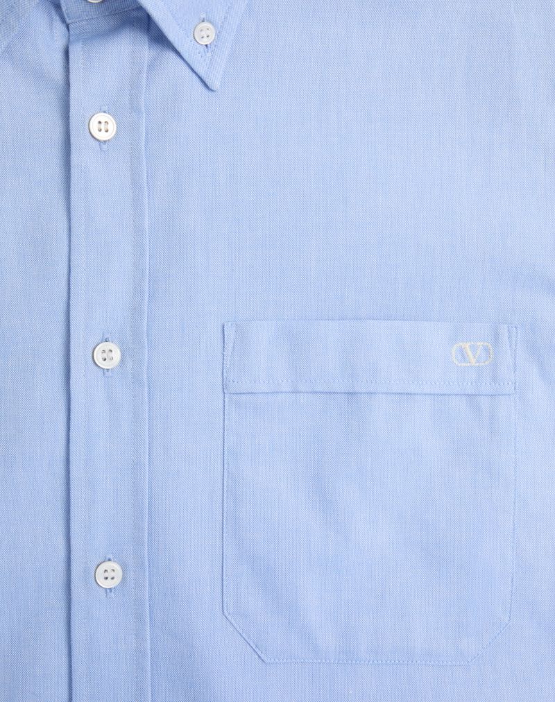 Camisa Oxford de algodão com bordado VLogo