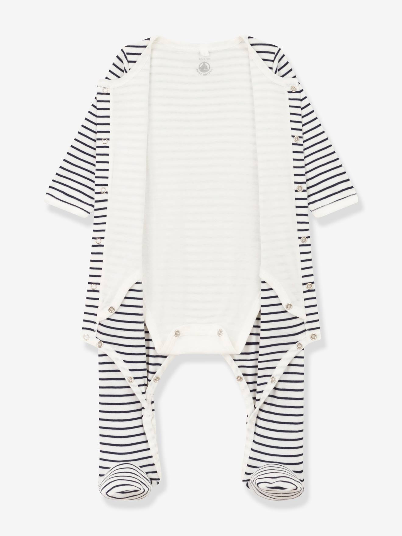 Petit Bateau Baby 2-in-1-Strampler Bodyjama PETIT BATEAU - weiß bedruckt