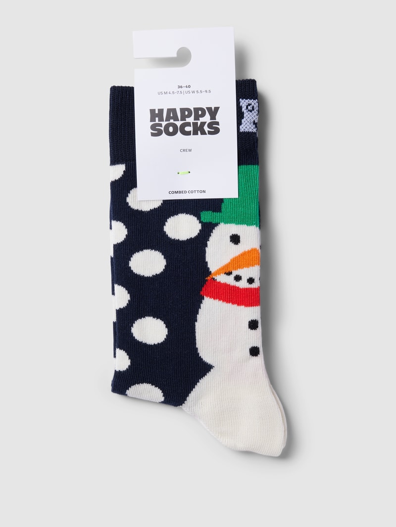 Socken mit Allover-Muster Modell 'Jumbo Snowman' in marineblau