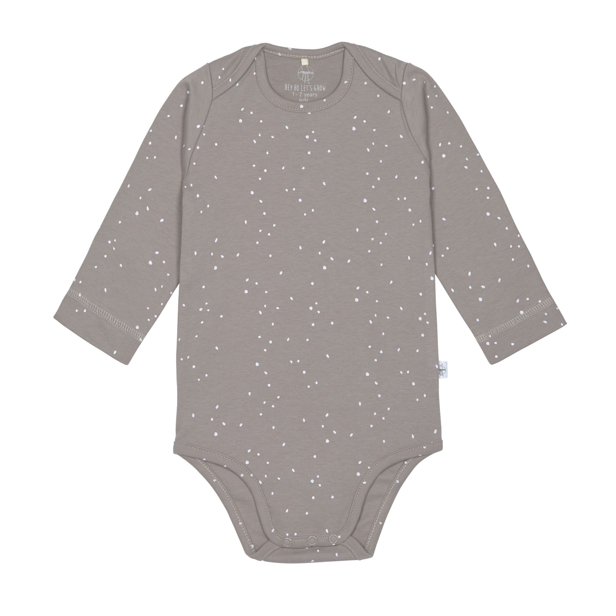 Baby Body langarm - Bio Baumwolle, Punkte, Taupe