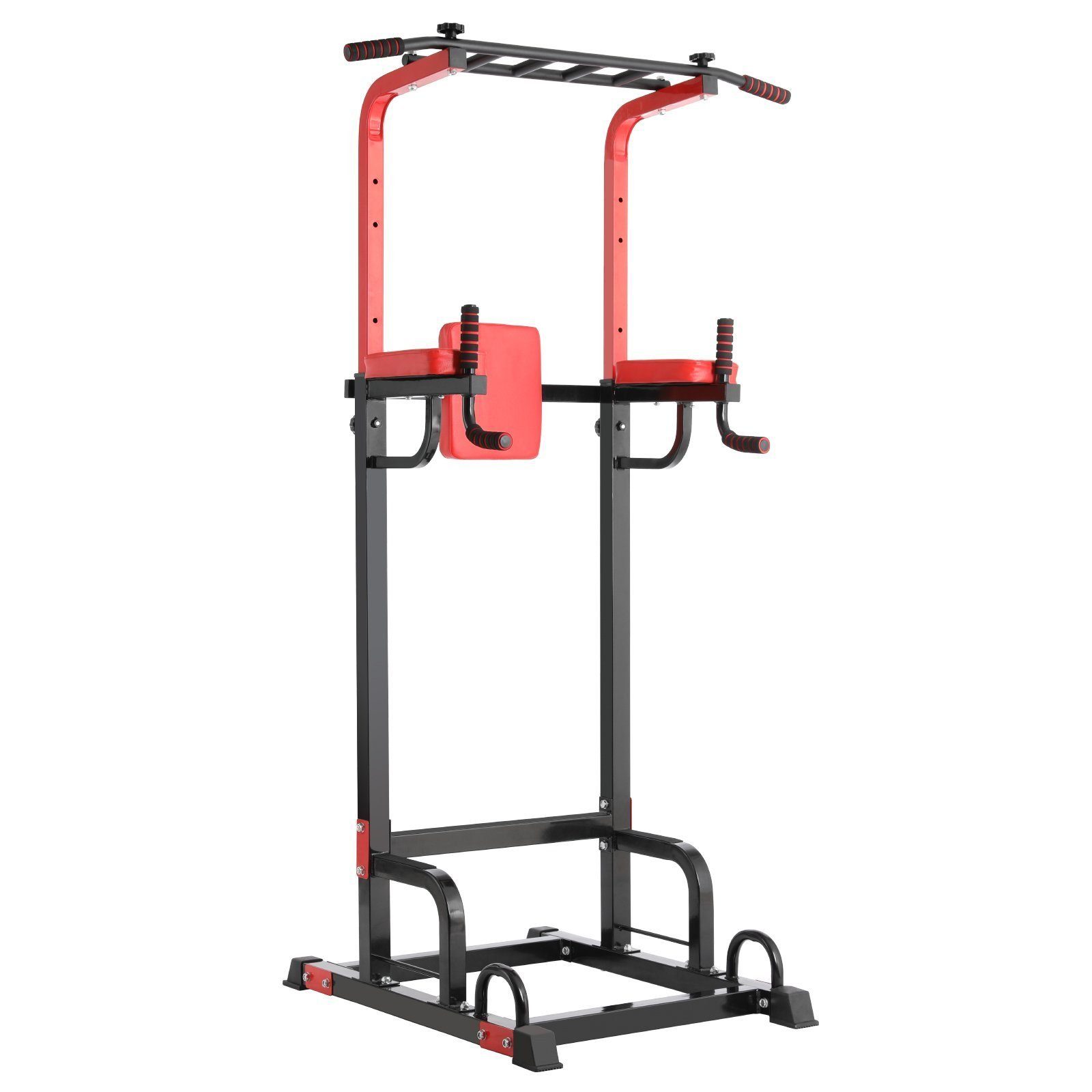 TLGREEN Kraftstation Trainingsstation, Fitnessstation, Power Tower für Training zuhause, 8-Stufig HÖhenverstellbar, Dipstange, Klimmzugstange,Rückenpolster