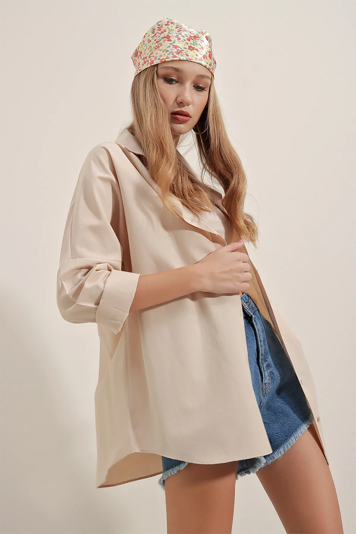 Bigdart  3900 Oversize-Lang-Basic-Hemd – Creme