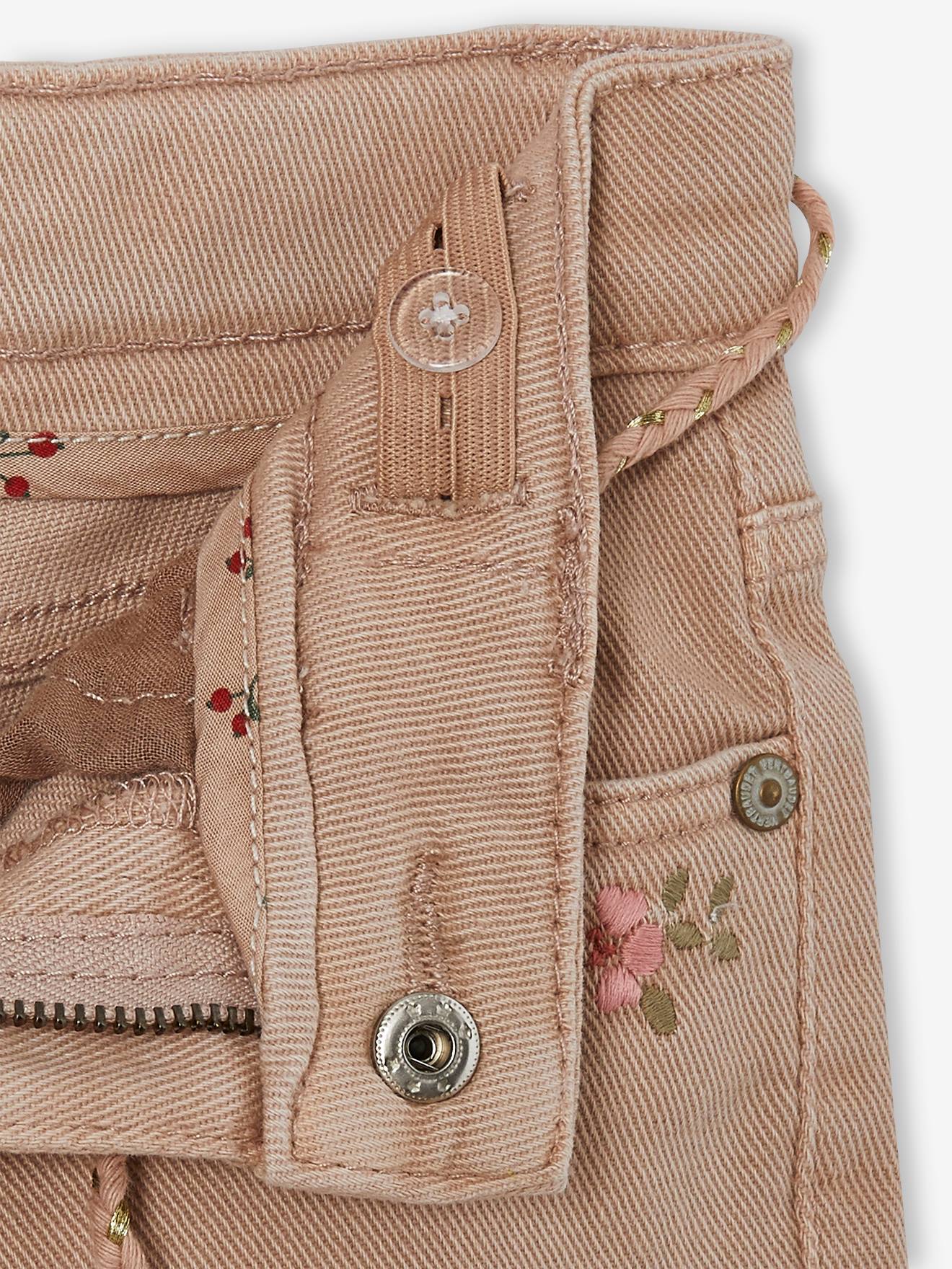 Vertbaudet Mädchen Shorts mit Blumenstickerei - pfirsich