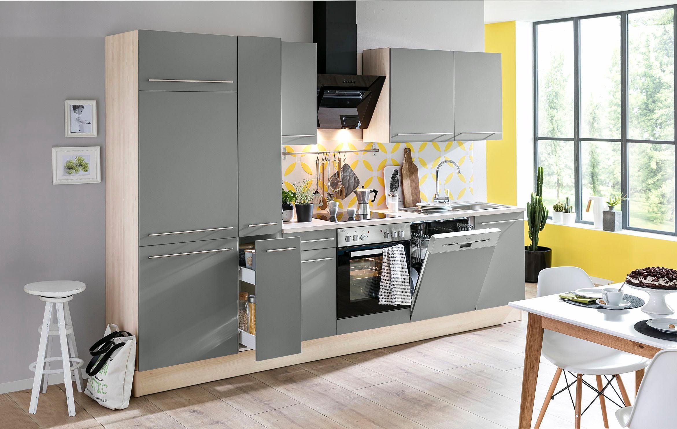 OPTIFIT Küchenzeile Bern, Breite 300 cm, höhenverstellbare Füße, gedämpfte Türen und Schubkästen