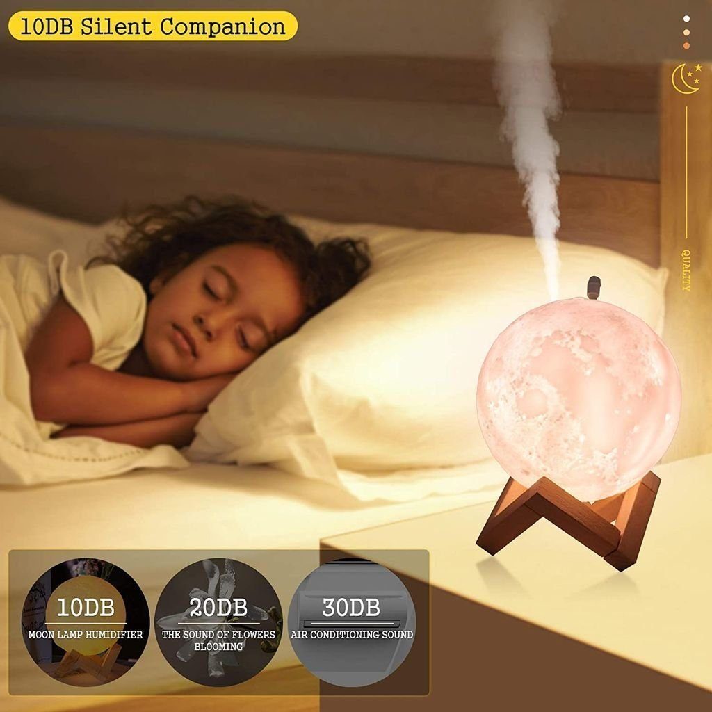 Yunnker Luftbefeuchter LED Luftbefeuchter Schlafzimmer,3D-Mond Befeuchter