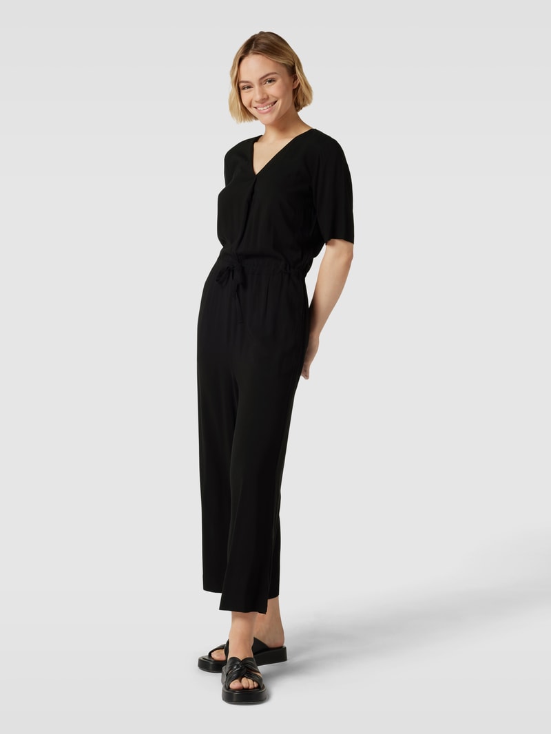 Jumpsuit aus Viskose mit Tunnelzug in schwarz