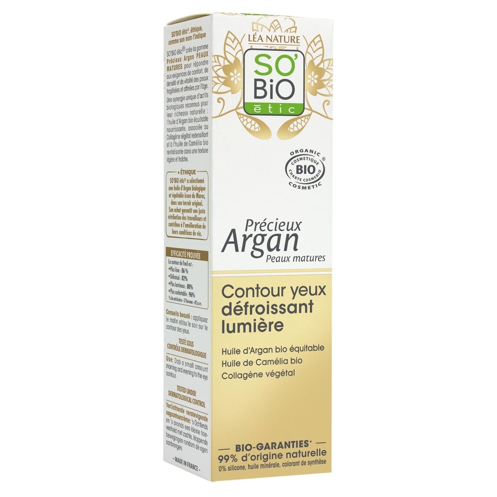 LÉA NATURE SO BiO étic Contour yeux défroissant lumière, Précieux Argan Peaux Matures Contour yeux