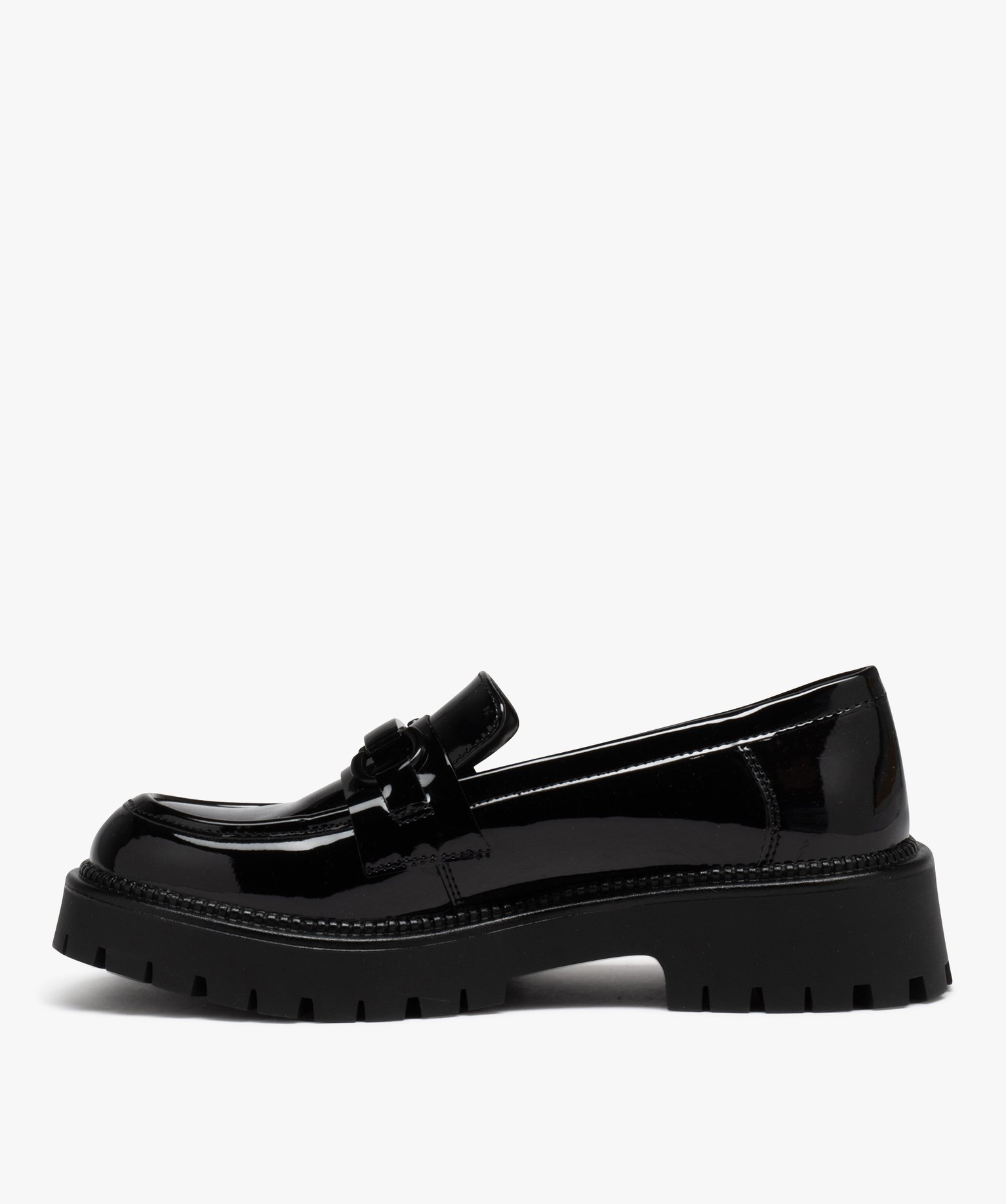 Mocassins femme unis avec dessus vernis et semelle crantée noir | GEMO