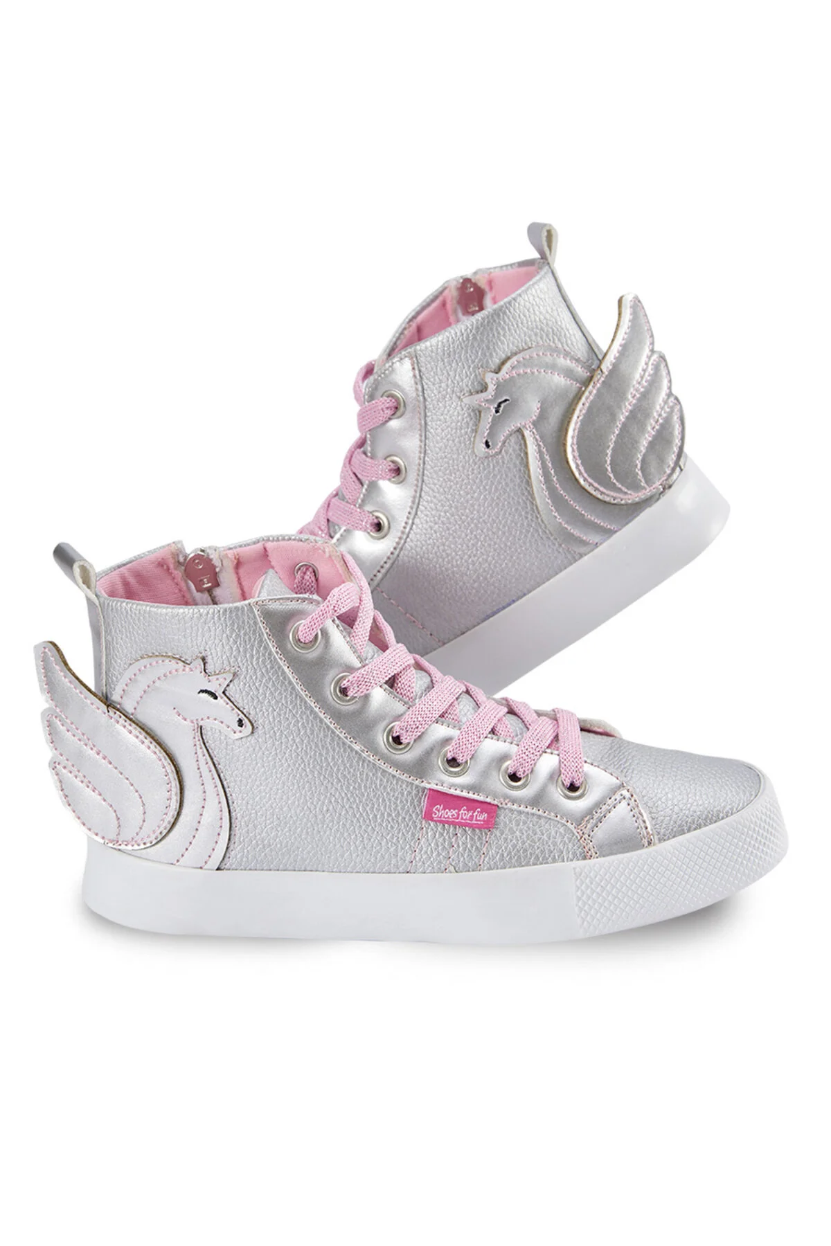 Denokids  Silberne Mädchen-Sneaker mit geflügeltem Einhorn