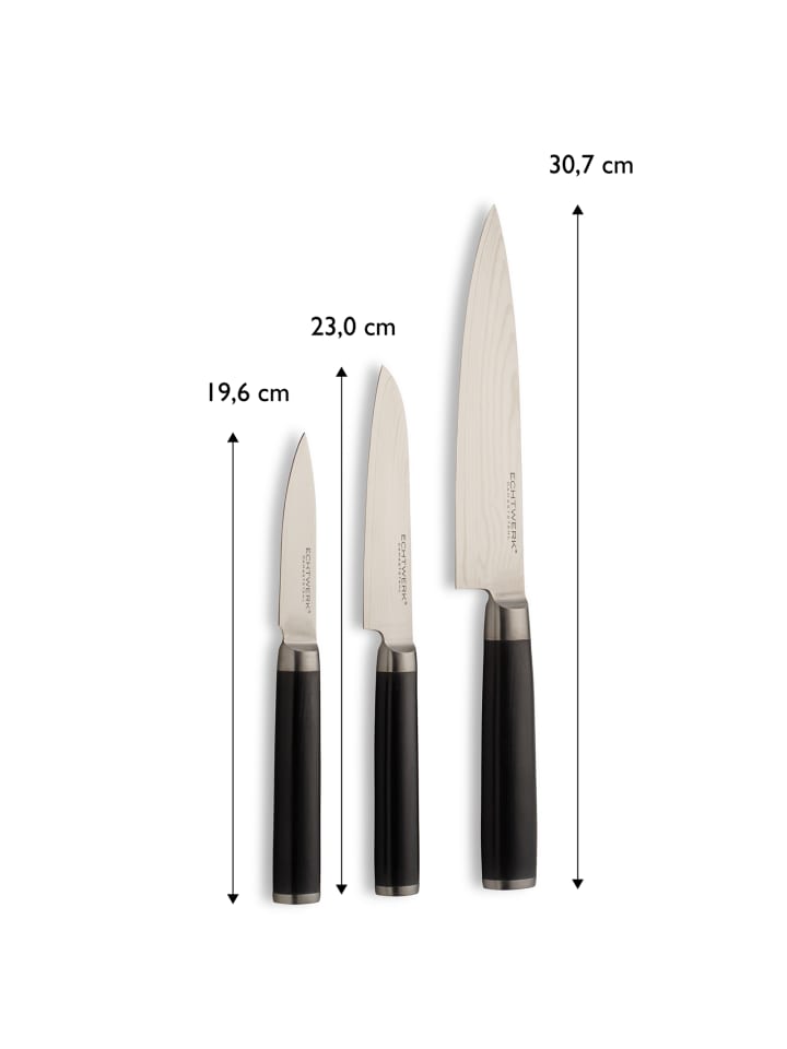 Echtwerk 3 tlg. Set Damaszener Messer in Schwarz günstig kaufen onesize