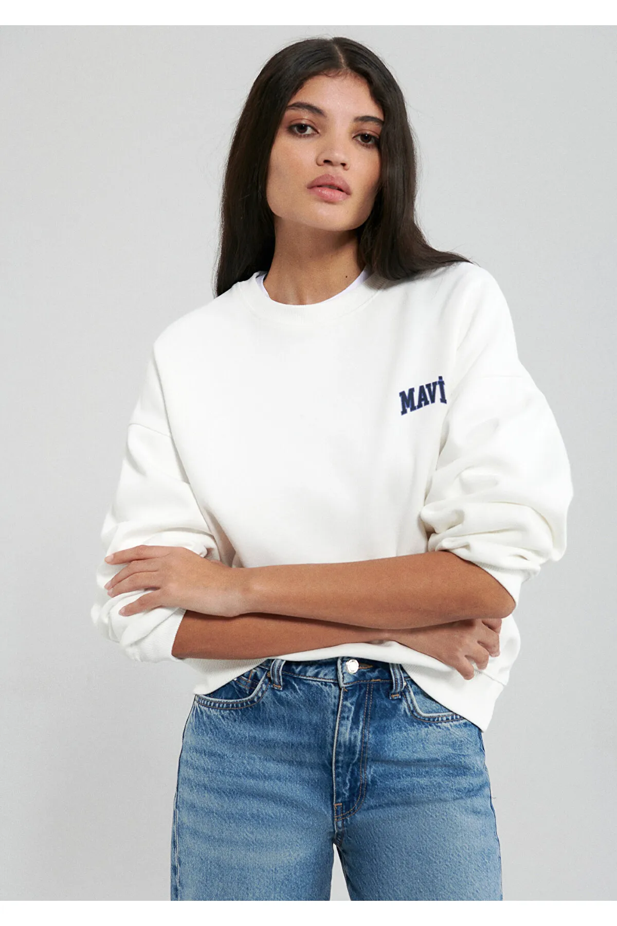 Mavi  Weißes Sweatshirt mit Logo-Print1611600-81964