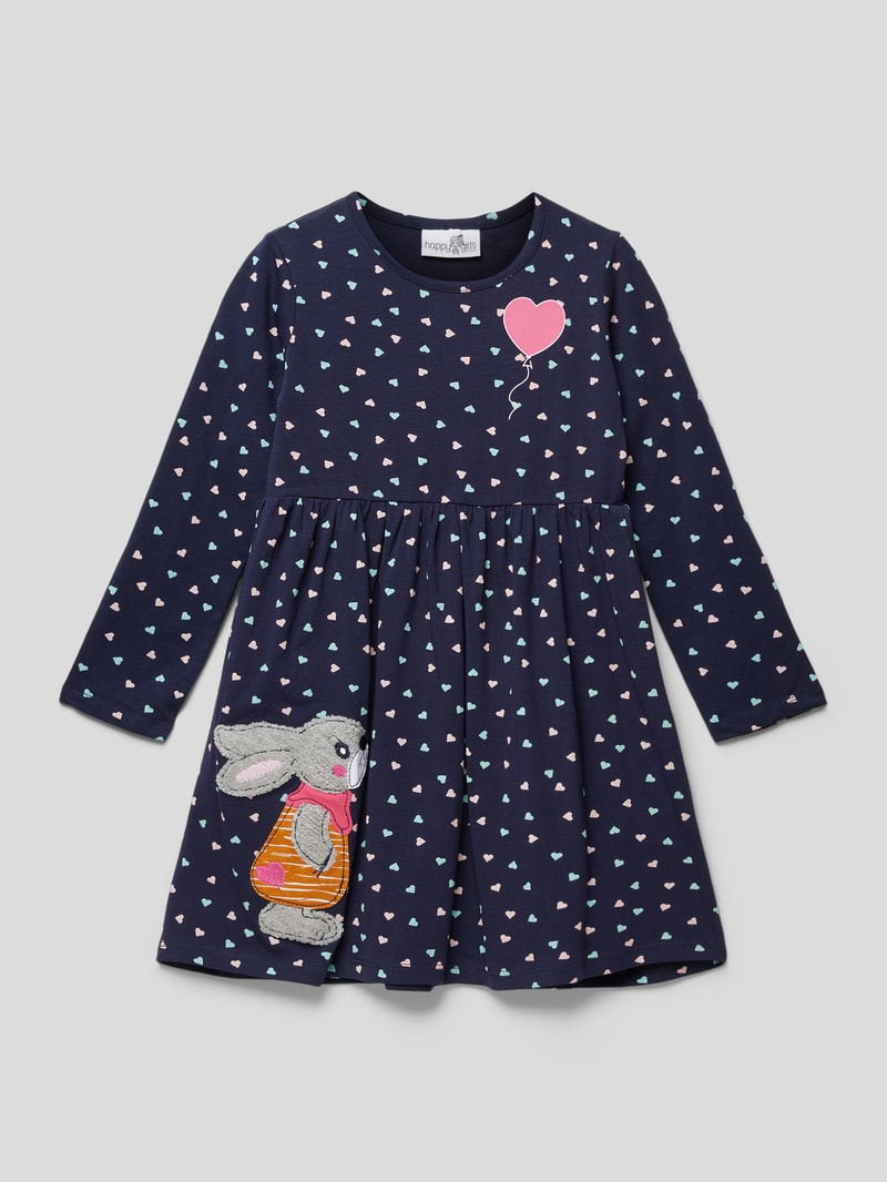 Minikleid mit Allover-Print in marineblau