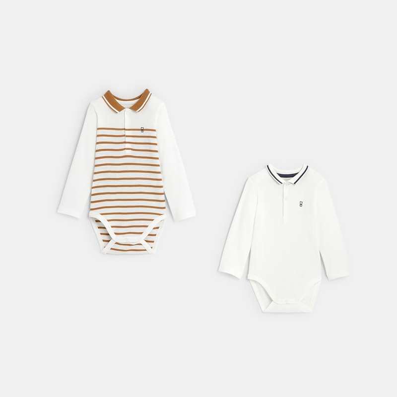 Body col polo en maille piquée (lot de 2) marron naissance